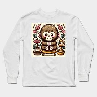 Adorable Ape resting on the chair Long Sleeve T-Shirt